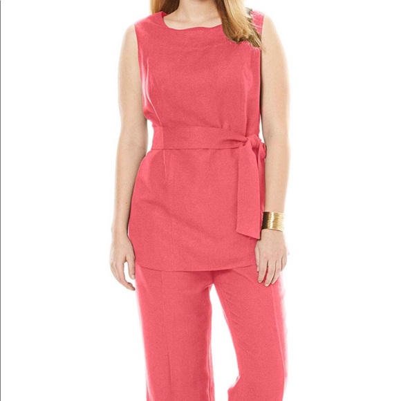 Jessica London Pants - Linen Blend Capri Set